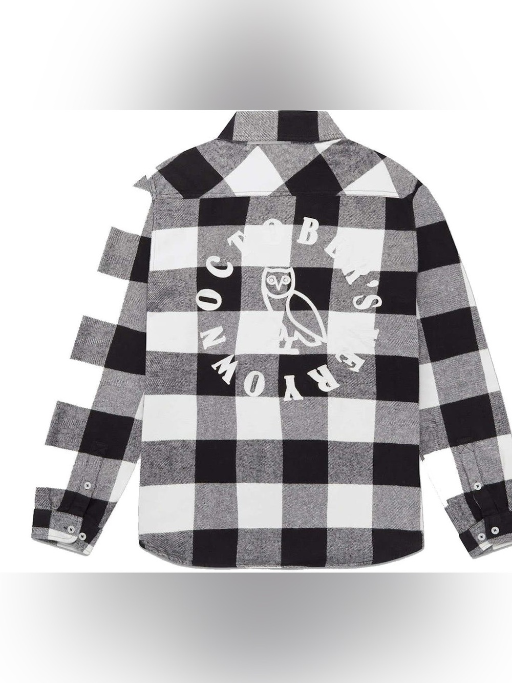 NWT OVO Buffalo Plaid Flannel Shirt Black and White XL